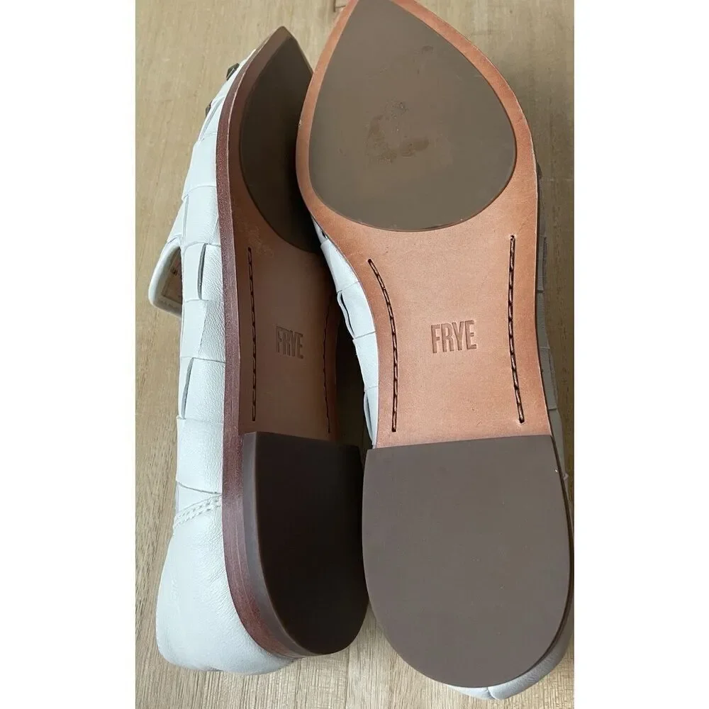 New Nordstrom Frye Kenzie Loafer Size 8.5 M In Studded White Leather
